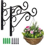 Lot de 2 crochets muraux en fer pour suspension de plantes supports de panier suspendu support en fer ...