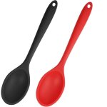 Lot de 2 cuillres de cuisine en silicone  long manche (275 cm) cuillres  mlanger en silicone cuillres ...