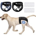 Lot de 2 culottes pour chien femelle chaleurs taille xl avec 8 serviettes hygi�niques lavables noir et ...