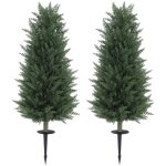 Lot de 2 cypr�s artificiels avec piquet 100 cm plastique plante artificielle plantes artificielles arbre ...