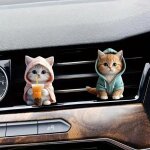 Lot de 2 dsodorisants pour grille daration de voiture en acrylique 2d motif chat parfum solide et durable ...