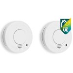 Lot de 2 d�tecteurs de fum�e ? capteur optique - dur�e de vie : 10 ans - bouton de test ? 85 db