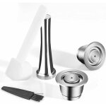 Lot de 2 dosettes caf rutilisables en acier inoxydable compatibles nespresso avec 1 presse 1 cuillre ... Lot de 2 dosettes caf rutilisables en acier inoxydable compatibles nespresso avec 1 presse 1 cuillre ...