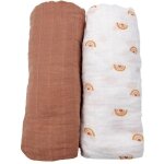 Lot de 2 draps housse b�b� - sauthon - sunlight - 60 x 120 cm - mousseline de coton bio