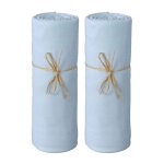Lot de 2 draps housse lit bb 60 x 120 cm / 100% coton / 57 fils / cm - 1 ciel + 1 ciel