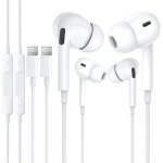 Lot de 2 couteurs intra - auriculaires avec cble certifis apple mfi compatibles avec iphone 14 / 13 ...