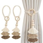 Lot de 2 embrasse de rideaux bohème - 70 cm - attaches rideau pompons - fabriqués à la main - pour rideau ... Lot de 2 embrasse de rideaux bohème - 70 cm - attaches rideau pompons - fabriqués à la main - pour rideau ...