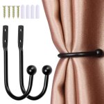 Lot de 2 embrasse de rideau en mtal - forme de u crochets attache rideau avec vis pour rideaux muraux ...
