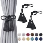 Lot de 2 embrasses de rideaux � pompons � double extr�mit� faites � la main en corde tress�e avec n?uds ...