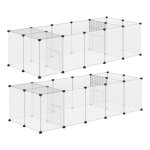 Lot de 2 enclos parc modulable pour petits animaux pawhut 40 panneaux pour lapin hamster chiot cochon ...