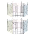 Lot de 2 enclos pawhut pliant en m�tal pour chiens lapins rongeurs petits animaux int�rieur et ext�rieur ...
