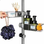 Lot de 2 tagres de douche en acier inoxydable sans perage tagre de douche tlescopique rglable ...