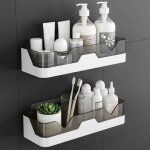 Lot de 2 �tag�res de douche sans per�age caddy de douche mural organisateur de douche paniers de rangement ...