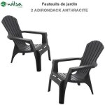 Fauteuil adirondack r�sine polypropyl�ne wilsa garden - anthracite - 2 fauteuils adirondack