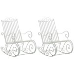 Lot de 2 fauteuils à bascule smilla en fer forgé - clp - blanc - jardin - 2 personnes - extérieur Lot de 2 fauteuils à bascule smilla en fer forgé - clp - blanc - jardin - 2 personnes - extérieur