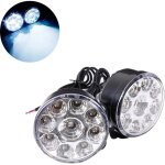 Lot de 2 feux de jour ronds blancs 12 v 45 w pour voiture feux antibrouillard ronds universels � 9 led ...