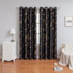 Lot de 2 feuille dor imprim rideaux - gomtrique marbre motif design rideaux - rideaux isolants - ohp ...