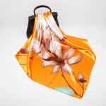 Lot de 2 foulards en soie imprims jaunes d9059 pour femmes grand foulard carr foulard europen et amricain ...