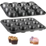 Lot de 2 grands moules  muffins anti - adhsifs pour cupcakes brownies gteaux puddings 353 x 262 x ...