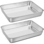 Lot de 2 grandes plaques de cuisson en acier inoxydable rectangulaires avec une profondeur de 5 cm pour ...