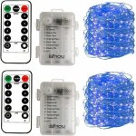 Lot de 2 guirlandes lumineuses  50 led fonctionnant sur piles avec cble micro argent de 5 m 3 piles ...