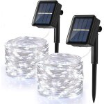 Lot de 2 guirlande lumineuse exterieur solaire 120 led guirlande guinguette solaire tanche 12m 8 modes ...
