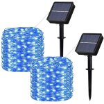Lot de 2 guirlande lumineuse solaire exterieur 100led 12m 40ft guirlande guinguette tanche 8 modes dcoration ...