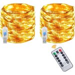 Lot de 2 guirlandes lumineuses totale 20m 200 led ext�rieure imperm�able ip65 avec 8 modes pour d�coration ...