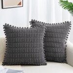 Lot de 2 housses de coussin 40 x 40 cm velours c�tel� housse coussin de canap� taie coussin douce coussin ...