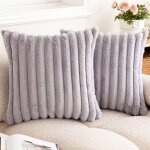 Lot de 2 housse de coussin 40x40 cm en velours c�tel� avec fermeture eclair cach� pour d�coration coussin ...