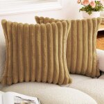 Lot de 2 housse de coussin 40x40 cm en velours c�tel� avec fermeture eclair cach� pour d�coration coussin ...