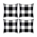Lot de 2 housses de coussin � carreaux pour coussin carr� dext�rieur de style ferme en coton et lin noir ...