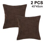 Lot de 2 housses de coussin carr�es d�coratives en velours c�tel� doux d�corations pour la maison pour ...