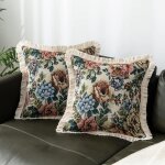 Lot de 2 housses de coussin d�coratives � franges avec pompons housses de coussin brod�es housses de ...