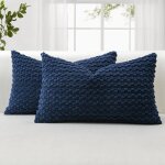 Lot de 2 housses de coussin d�coratives en velours c�tel� doux avec texture � bulles 3d pour canap� sofa30 ...