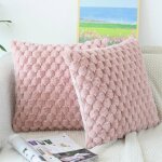 Lot de 2 housses de coussin moelleuses40 x 40 cm en peluche douce et rayée pour canapé salon canapé rose ... Lot de 2 housses de coussin moelleuses40 x 40 cm en peluche douce et rayée pour canapé salon canapé rose ...
