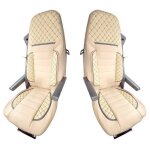 Lot de 2 housses de siège de luxe en cuir écologique beige et daim pour camions renault t 2014 + Lot de 2 housses de siège de luxe en cuir écologique beige et daim pour camions renault t 2014 +