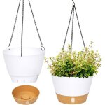 Lot de 2 jardini�res suspendues blanches aimoonsa 25 cm ? pots en plastique perc�s int�rieur / ext�rieur ...