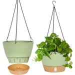 Lot de 2 jardini�res suspendues vertes - pots ronds 254 cm pour int�rieur et ext�rieur