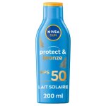 Lot de 2 lait protection solaire activateur de bronzage protect & bronze fps50 nivea sun 200ml
