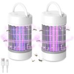 Lot de 2 lampes anti - moustiques rechargeables uv 360� pour int�rieur terrasse jardin efficaces contre ...