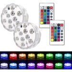 Lot de 2 lampes led submersibles pour aquarium jacuzzi �tang piscine base vase jardin mariage f�te. pzcc ...