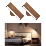 Lot de 2 appliques murales led rechargeables bois usb - c 4000mah gradation tactile 10?100% et rotation ...