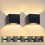 Lot de 2 lampe murale solaire 3000k applique ext�rieur vintage r�glable de haut en bas luminaire solaire ...