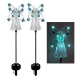 Lot de 2 lampes solaires  led en forme dange pour jardin dcoration dextrieur lampes solaires tanches ...