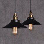 Lot de 2 lampes suspendues vintage en métal e27 plafonniers rétro luminaires edison noir(ampoule non ... Lot de 2 lampes suspendues vintage en métal e27 plafonniers rétro luminaires edison noir(ampoule non ...