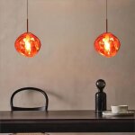 Lot de 2 lampe  suspension sphrique boule en verre de couleur or rose 15cm contemporain luminaire ...