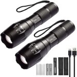 Lot de 2 lampes torche de poche led haute puissance avec 2 piles rechargeables 18650 lampe de poche tactique ... Lot de 2 lampes torche de poche led haute puissance avec 2 piles rechargeables 18650 lampe de poche tactique ...