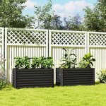 Lot de 2 lits de jardin sur�lev�s carr�s potagers cadre en acier galvanis� fond ouvert 120 x 60 x 60 ...