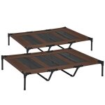 Lot de 2 lits sur pieds pawhut xxl pour chien chat lit de camp animal 122l x 92l x 23h cm marron clair ...